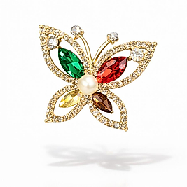 Taşlı Kelebek Broş