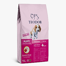 TEODOR PUPPY KUZU ETLİ VE PİRİNÇLİ %25 PROTEİN KÖPEK MAMASI 15KG