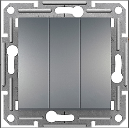 Schneider EPH2100162 Asfora Çelik Üçlü Anahtar - Çerçevesiz