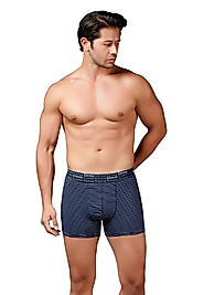 Gümüş 3114 Erkek Likralı Çizgili Boxer Lacivert