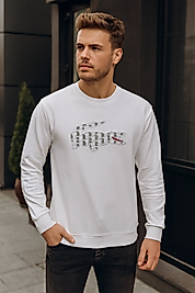 Logolu beyaz Unisex Sweatshirt