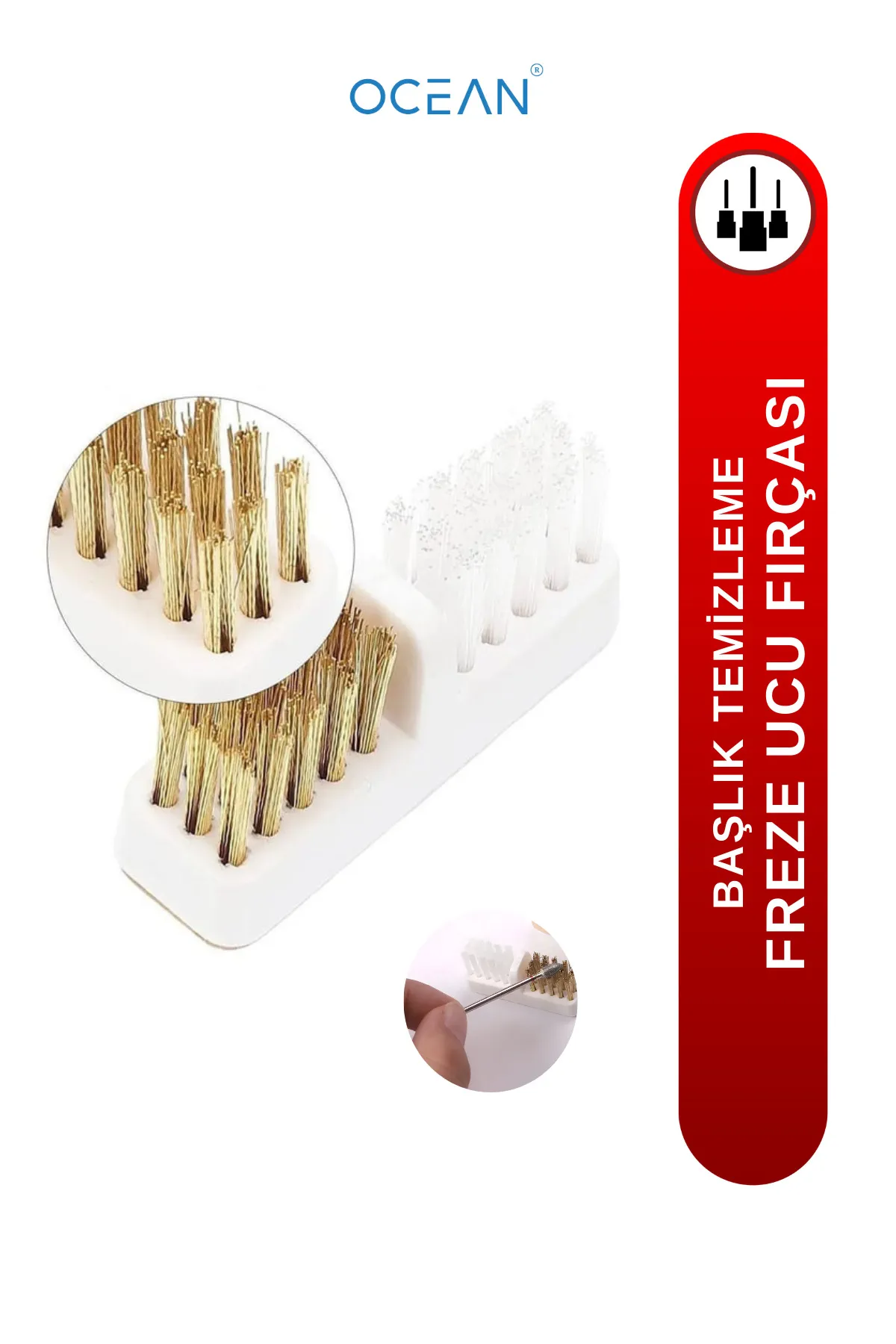 Ocean Freze Başlığı Temizleme Fırçası Bakır Tel Freze Ucu Steril Fırçası
