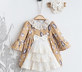 Kız Bebek Dantelli Saç Bantlı Elbise