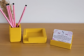 3 Parça Beton Ofis Seti Masa Üstü Organizer