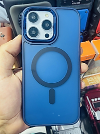 İphone 15 Pro Max Magsafe Mat Telefon Kılıfı Lacivert