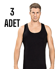 Gümüş Erkek Likralı Askılı Atlet Siyah 3 Lü Paket