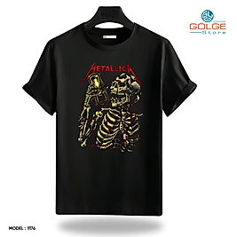 Rock and Roll & Metallica Tarzı Baskılı Oversize Unisex Tişört