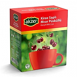 Akzer Kiraz Saplı & Mısır Püsküllü Zayıflama Çay  60'lı Süzen Poşet
