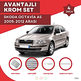 Skoda Octavia A5 Avantajlı Krom Set 2005-2012 Arası -4Ürün- Paslanmaz Çelik