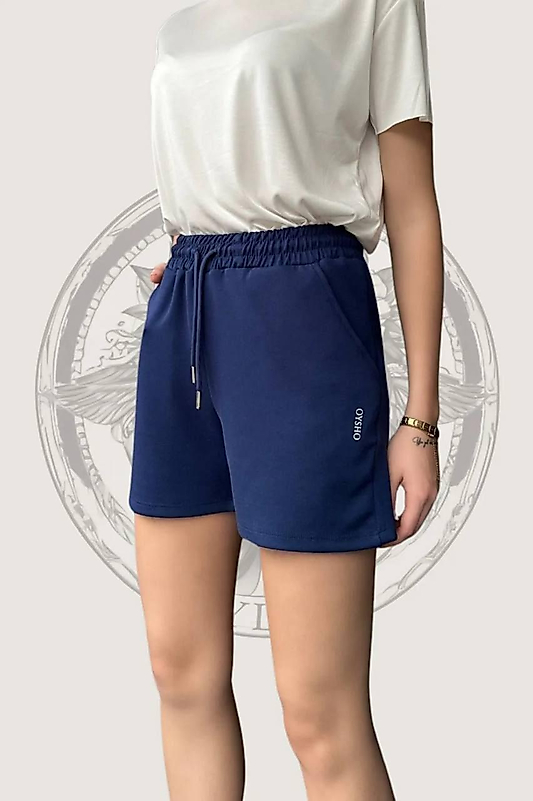Lacivert Modal Kumaş Kadın Şortu Yüksek Bel, Nefes Alan, Yumuşak Doku, Günlük Ve Spor Kullanım