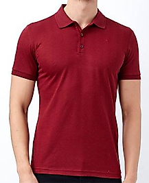 Polo Yaka T-Shirt Bordo Renk,Pamuk Penye Kumaş 1.Kalite