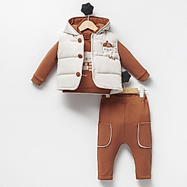 Erkek Bebek Şişme Yelekli Üçlü Takım