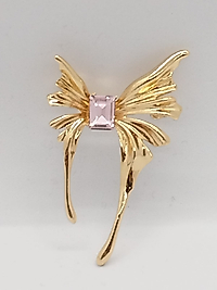 Gold Rengi Pembe Taşlı Kelebek Broş