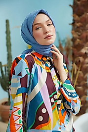 Bambu Mavi Kraş Eşarp