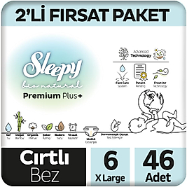 Sleepy Bio Natural Premium Plus 2'li Fırsat Paketi Bebek Bezi 6 Numara Xlarge 46 Adet