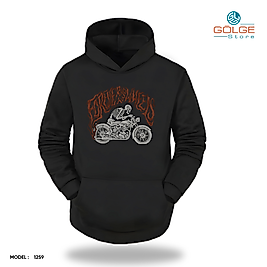 Motorcu Model Slimfit Kapüşönlu Hoodie Erkek kadın Sweatshirt