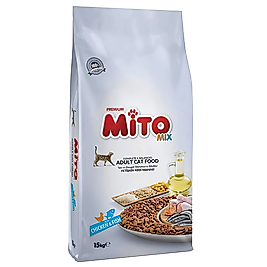 Mito Mix Tavuk Etli ve Balıklı Yetişkin Kedi Maması (15 kg)