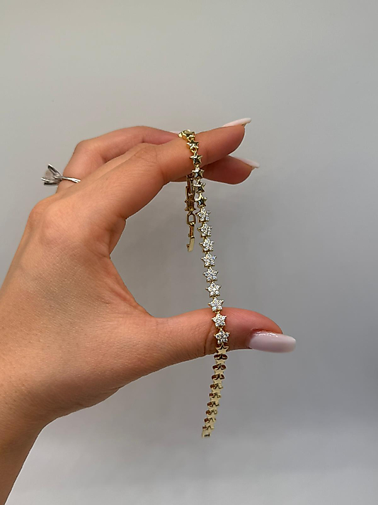 Xuping Zirkon Taşlı Yıldız Desenli Gold Bileklik