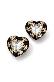 Siyah Kalp Düğme Broş