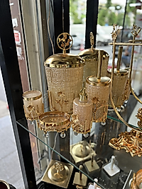 Bej renk cam gold banyo set