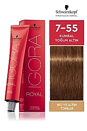 İGORA ROYAL SAÇ BOYASI 60 ML. (7-55 KUMRAL YOĞUN ALTIN)
