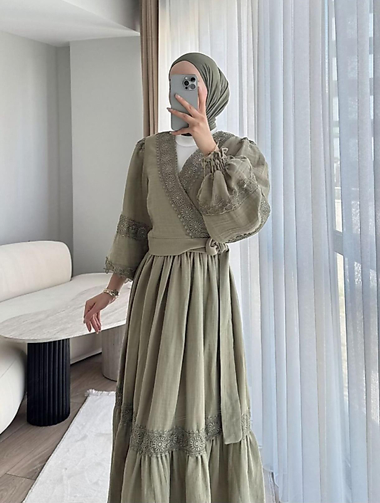 Yeni Trend Haki Fisto Kadın Elbise