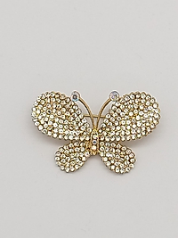 Gold Rengi Taşlı Kelebek Broş