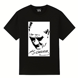 WACH KİŞİYE ÖZEL T SHIRT ATATÜRK  SİYAH 05