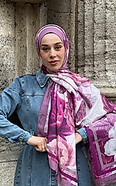 Marsala Gül Desen Bambu Şal