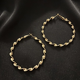 Burgu Model Gold Çelik Halka Küpe-60 mm