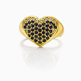 Serçe Parmak Mavi Zirkon Taşlı Yüzük