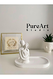 Art Dekoratif Biblo Sarılan Çift Ve Sunum Tabağı 2'li Set