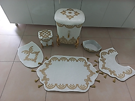 Elegant Kirli Çamaşır Sepeti Seti,SoftTouch El Yapımı Paspas Seti