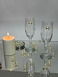 ŞAMPANYA KADEHİ KLASİK İNCİ FİGÜRLÜ 2'Lİ