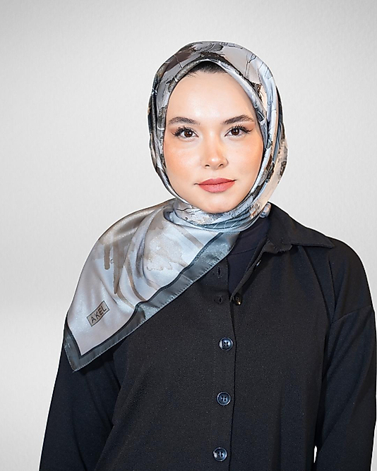 Dijital Kristal Eşarp Pastel Yaprak Desenli