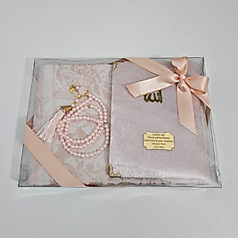 Pembe Seccadeli Kadife Set
