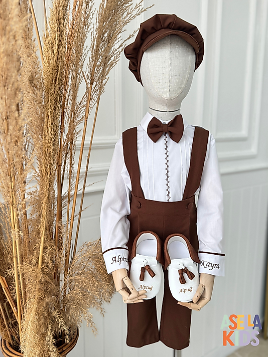 Erkek Çocuk Kahverengi Salopet Takım