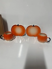 2li Turuncu Bal Kabağı Modelli Fincan Takımı