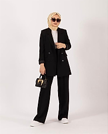 Kadın tesettür blazer düğmeli ikili takım