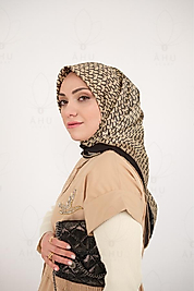 Dior Desen Twill İpek Eşarp/ Bej Siyah