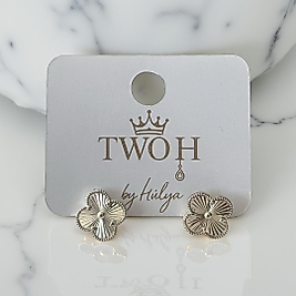 Dört Yapraklı Gold Çiçek Küpe