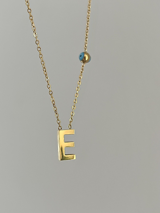 Çelik E Harf Minimal Gold Kolye