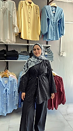 Taşlı Modal Takım Siyah
