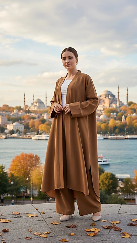 Kimono kahve rengi uzun kod: 02