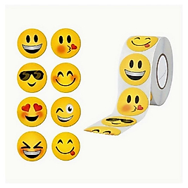 ( 500 X ADET ) 1 RULO GÜLÜMSEME EMOJI SEVİMLİ STICKERLAR (MÜHÜRLEME&ETİKET&HEDİYE STICKER)
