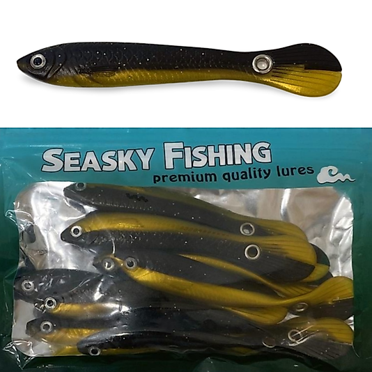Katta Seasky Fishing Yaralık Balık Aksiyonlu Silikon Yem 10 cm 10 adet (Siyah Altın)