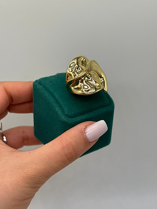 Sanatsal Dalga Formlu Gold Yüzük