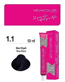 NEVACOLOR MAVİ SİYAH SAÇ BOYASI RENK 1.1