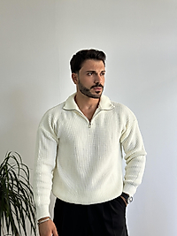 Ravello Ekru Half Zip Triko Ürün Kodu: 5009