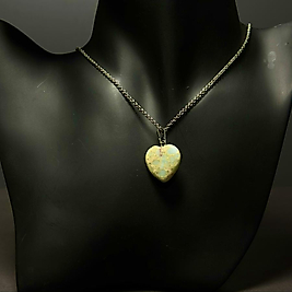 Agalmatolite Taşı Kalp Model Çelik Kolye